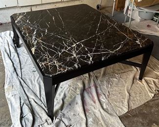 Nancy Corzine coffee table, marble top, recently refinished