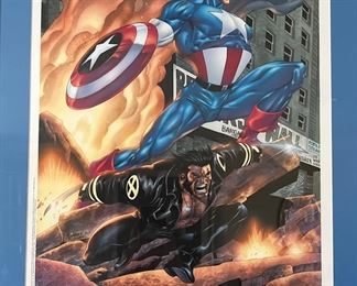 Captain America And Wolverine By Tom Derenick, Lithograph, 2001