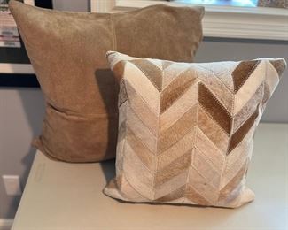 Two Leather Throw Pillows By Safavieh