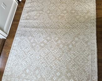 White And Tan Synthetic Area Rug
