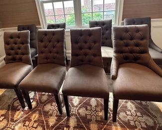 Set Of 8 Restoration Hardware Tufted Dining Chairs