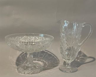 Crystal Pitcher And Compote 