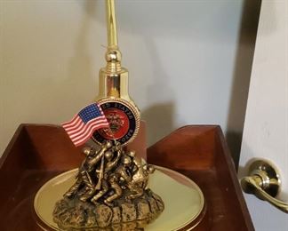 USMC Bradford Exchange Freedom's Light Brass Banker's Lamp