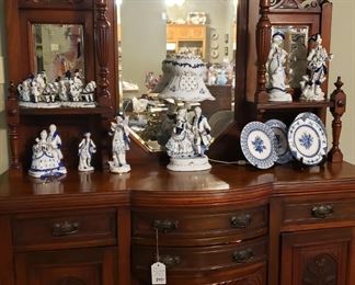 Massive Carved Walnut Sideboard w/Mirror