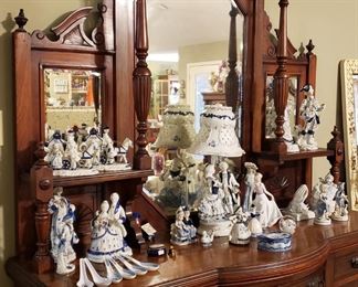 Carved Walnut Sideboard w/Mirror