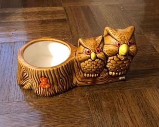 Vtg ceramic owl succulent pot