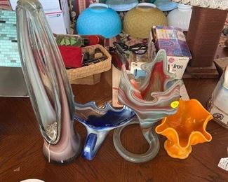 (4) ART GLASS PIECES
