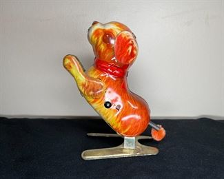 Vtg Tin Train & Tin Jumping Dog