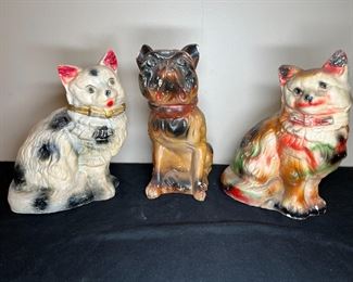 3 VTG Chalkware Carnival Prize Animals