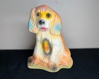 3 VTG Chalkware Carnival Prizes, Spaniel, Indian