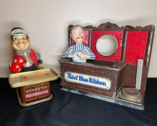 VTG Pabst Iron Bartender Clock & Cragstan Toy