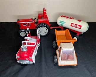 3 VTG Toy Car, Truck Tractor & Trailer