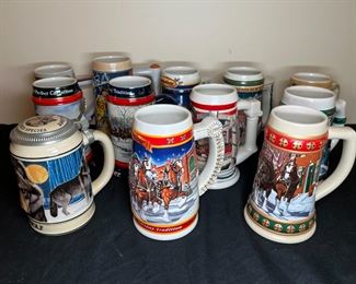 12 Budweiser Beer Steins 1988 - 2001