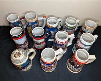 12 Budweiser Beer Steins 1988 - 2001