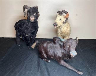 3 VTG Miniature Taxidermy real Fur Animal Figures