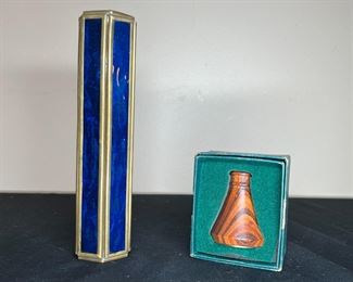 2 VTG Kaleidoscopes Cobalt Glass & Wood Crystal