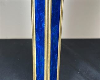 2 VTG Kaleidoscopes Cobalt Glass & Wood Crystal