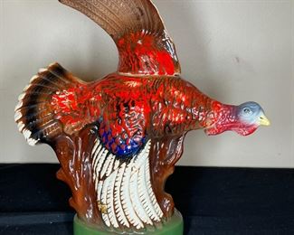 2 Wild Turkey Liquor Decanters & Majolica Duck
