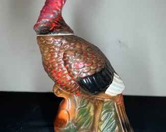 2 Wild Turkey Liquor Decanters & Majolica Duck