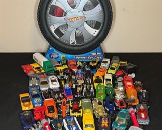 65 Hotwheels Toy Cars & Spinner Car Case