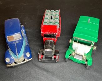 3 Vintage Coin Banks Texaco & Mountain Dew