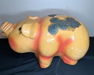 4 Vintage Chalk, Ceramic & Glass Piggy Banks