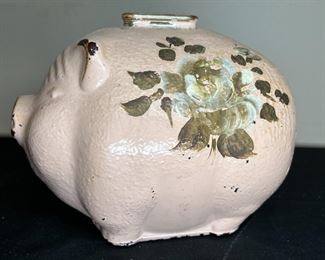4 Vintage Chalk, Ceramic & Glass Piggy Banks