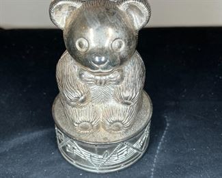 3 Silver Metal Animal & Block Banks