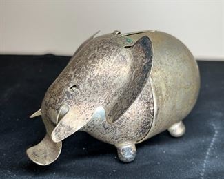 3 Silver Metal Animal & Block Banks