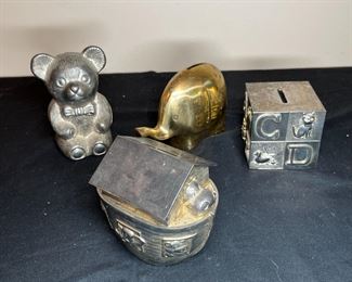 Vtg Silver Metal & Brass Noah's Arc, Elephant ++