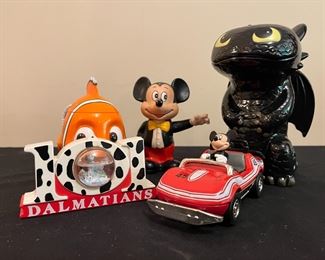 5 Disney Character Bank, Cups & Figures