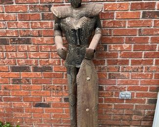 5' Tall Folk Art Tin Knight Statue