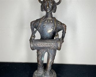 Antique Brass Indian Dhokra Drummer Figurine