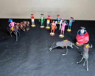 VTG Handmade Wire & Clay Mexican Folk Art Set