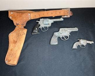 Assorted VTG Toy Cap Guns and Holster & Belt