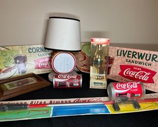 Collectable Coca Cola Memorabilia, Lamp, Signs +