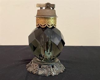 Art Deco Green Glass & Brass Lighter
