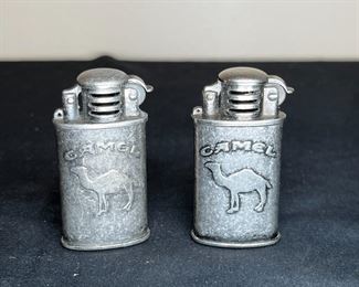 3 Vtg Jo Camel Silver & Copper Lighters