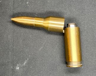 2 Vtg Pistol Lighters & Machine Gun Shell Lighters