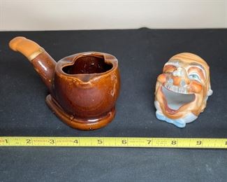 Old Man Face Ashtray & Napco Pipe Ashtray