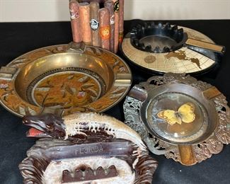 4 Vintage Ashtray & Cigar Holder