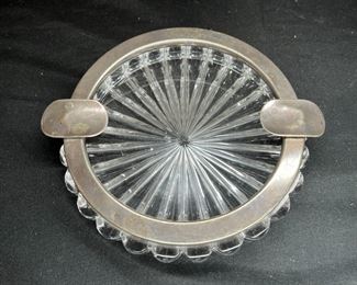 3 Vintage Glass, Crystal & Silverplate Ashtrays