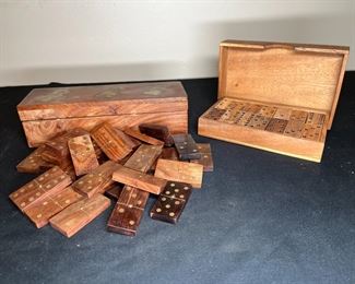 2 Vintage Wooden Handcrafted Domino sets