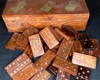 2 Vintage Wooden Handcrafted Domino sets