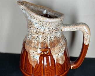 Vintage Drip Edge Stoneware Barrel Jug