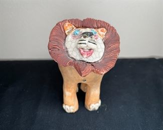 Vintage Raku Art Pottery Lion
