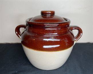 Vtg Stoneware Soup Bowl & Bean Pot