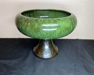 Mid-Century Modern Green Pedestal Bowl