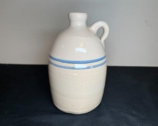 Unsigned Stoneware Double Blue Lined Jug