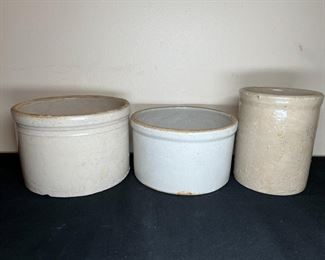 Macomb Stoneware & 2 other Crocks/Pots